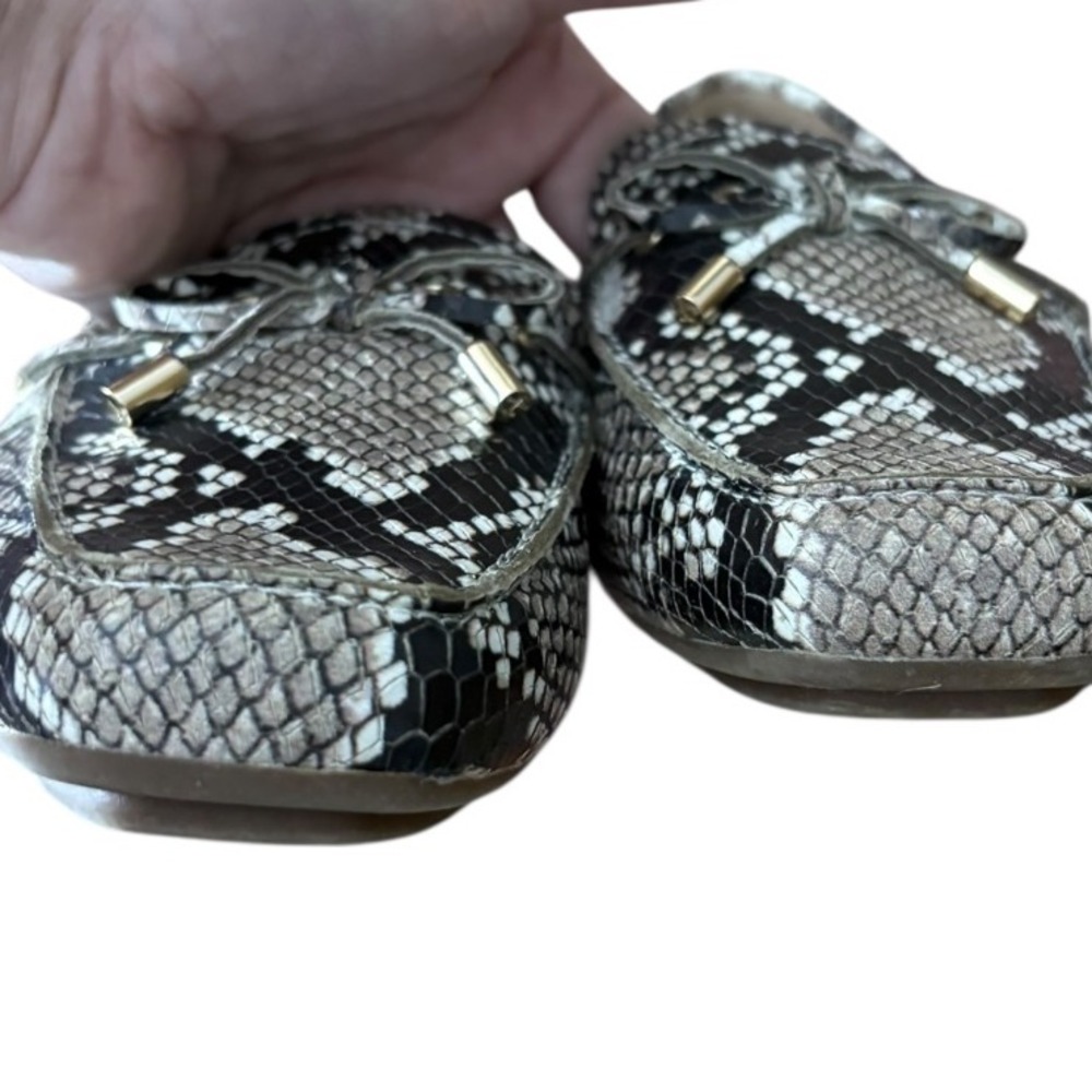 Talbots sz 8 Becca Snakeprint Leather Loafers Flats with Bow Excellent ! - Picture 9 of 11